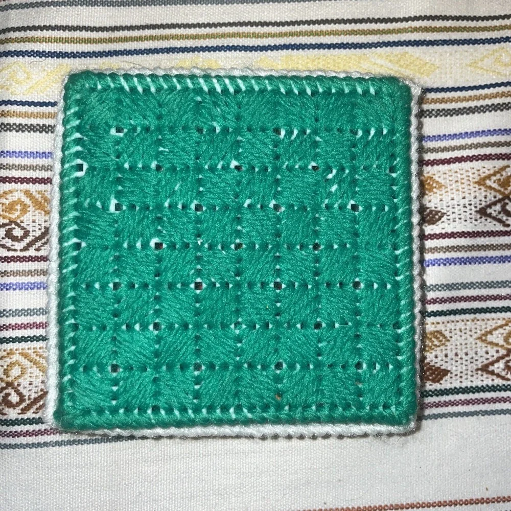 Four Needlepoint On Plastic Coasters With Storage Box‎